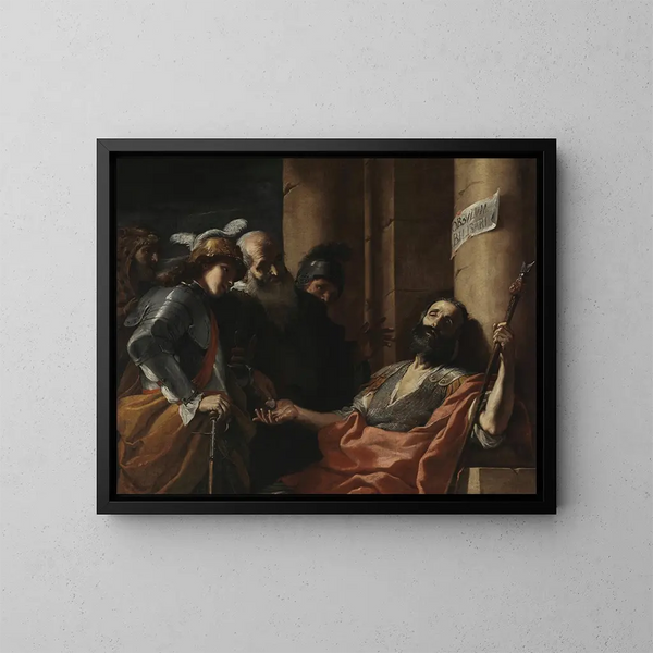 Belisaire recevant l'aumône - Mattia Preti — framed artwork on a wall
