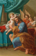 L'Enfant Jésus bekroont met engelen achter - Mattia de Mare — weergave van het kunstwerk