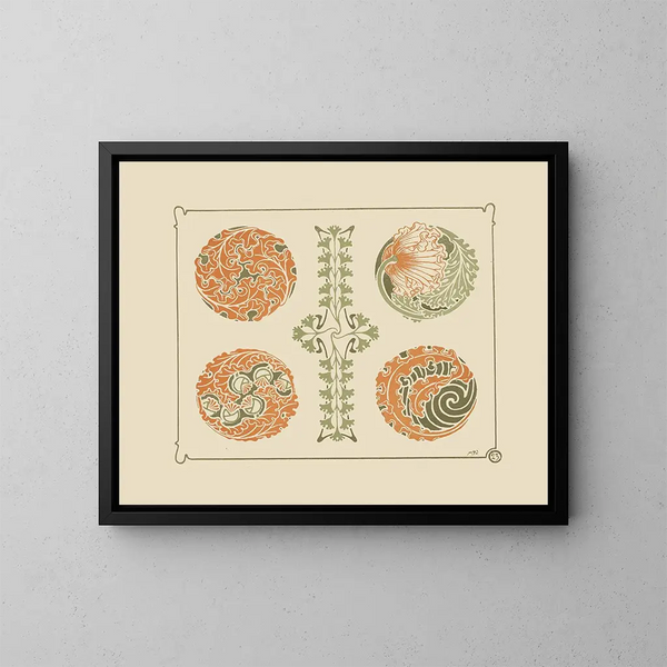 van een abstract ontwerp gebaseerd op bladvormen - Maurice Pillard Verneuil — ingelijst kunstwerk aan de muur