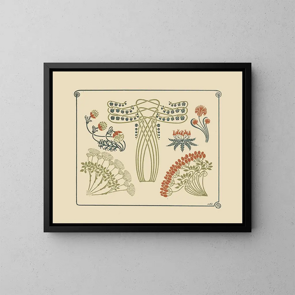 ontwerp abstract gebaseerd op kleine bloemen - Maurice Pillard Verneuil — ingelijst kunstwerk aan de muur