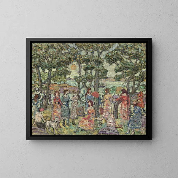 Landschap met figuren - Maurice Prendergast — ingelijst kunstwerk aan de muur