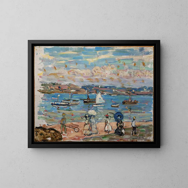 Promenade au bord de la mer - Maurice Prendergast — framed artwork on a wall