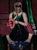 Masker van carnaval Colombine groen paars en roze - Max Beckmann — weergave van het kunstwerk
