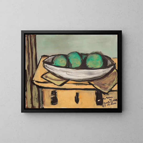 Natuurstudie met een groot groen fruit - Max Beckmann — ingelijst kunstwerk aan de muur
