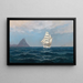 A sailing boat and a steamship near the coast - Max Jensen — framed artwork on a wall