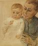 Kleine-dochter Maria in de armen van de oppas - Max Liebermann — weergave van het kunstwerk