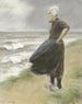 Hollandse vrouwelijk schilderij staand in de duinen links - Max Liebermann — weergave van het kunstwerk