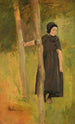 Kind onder de bomen, studie voor de kinderen die spelen - Max Liebermann — weergave van het kunstwerk