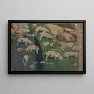 Max Liebermann - Muttersau und Ferkel Studien zum Schweinekoben.webp