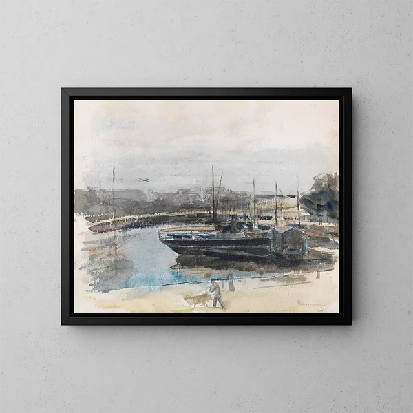 Quai aan Hamburg - Max Liebermann — ingelijst kunstwerk aan de muur