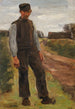 Landbouwer staand op een pad - Max Liebermann — weergave van het kunstwerk