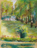 Het tuin van de kunstenaars gezien naar het oosten vanaf het terras met uitzicht op de Bomenlaan en de Wannsee - Max Liebermann — weergave van het kunstwerk