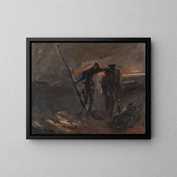 Don Quixote, the night, Don Quixote and Rocinante - Max Slevogt — framed artwork on a wall