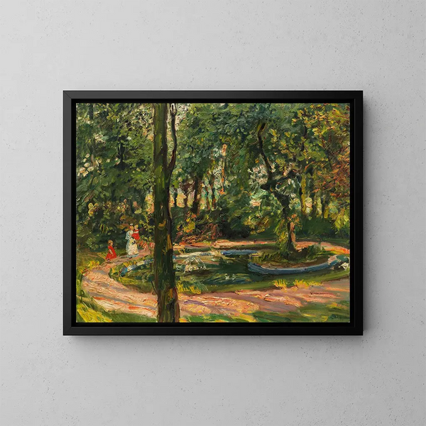 Children by the pond in the garden of Godramstein - Max Slevogt — framed artwork on a wall
