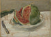 Natuur stilleven met watermeloen - Max Slevogt — weergave van het kunstwerk