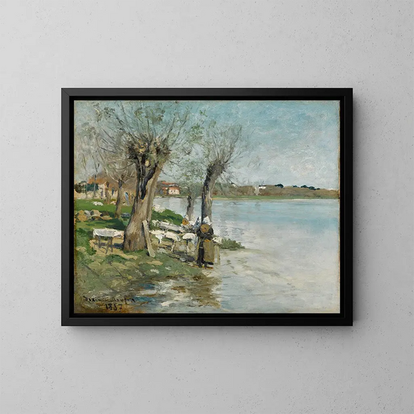 Lavandières au bord d'une rivière près de Nantes - Maxime Maufra — framed artwork on a wall
