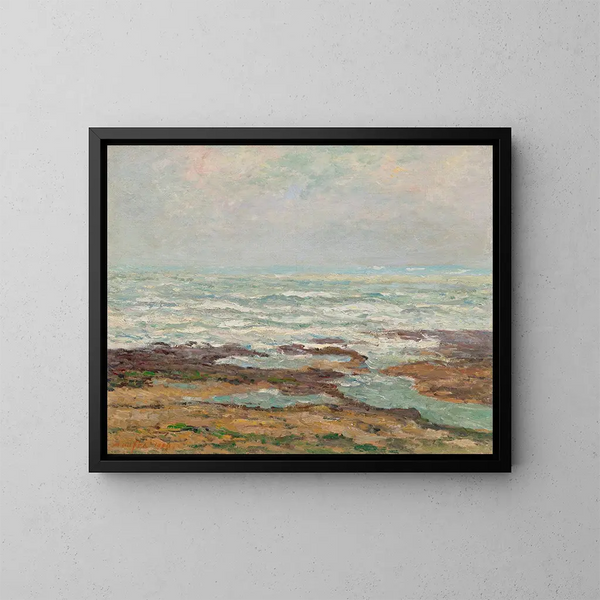 Marine painting, rising sea at Yport - Maxime Maufra — framed artwork on a wall