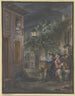 Nachtelijke serenade in de steeg van een kleine stad - Maximilian Neustück — weergave van het kunstwerk