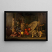 van een Composition met zilveren stukken, Oosterse tapijt, porseleinen vaas, schelp, bigarade en citroen - Meiffren Comte — ingelijst kunstwerk aan de muur