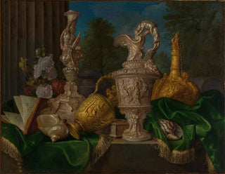 Meiffren Conte - Stillleben mit Gold und Silbergefen.webp