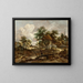 Landschapschilderij met een steiger - Meindert Hobbema — ingelijst kunstwerk aan de muur
