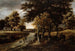 Boslandschap met Figuren op een Pad - Meindert Hobbema — weergave van het kunstwerk