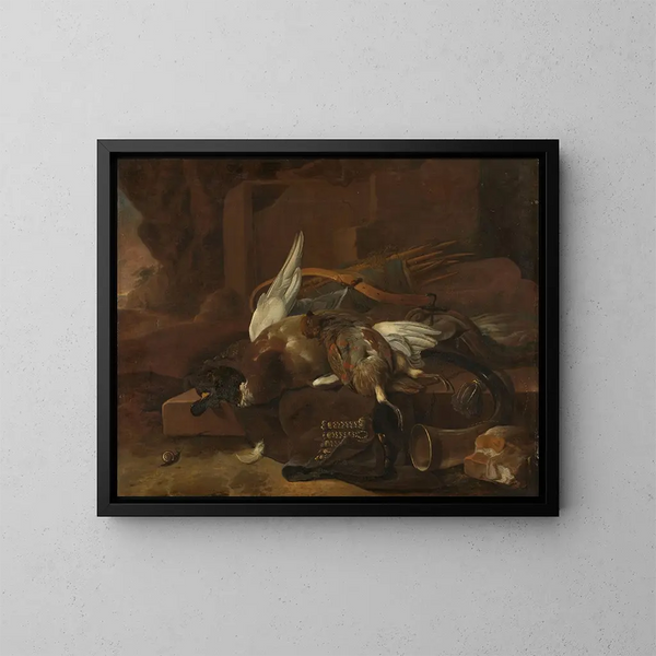 A hunter's bag - Melchior d'Hondecoeter — framed artwork on a wall
