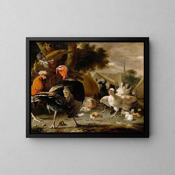 Cour de basse-cour - Melchior d'Hondecoeter — framed artwork on a wall