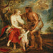 van Méleagre met het hoofd van de Calydonische everzwijn aan Atalanta - Volgeling van Peter Paul Rubens — gepresenteerd in een interieur