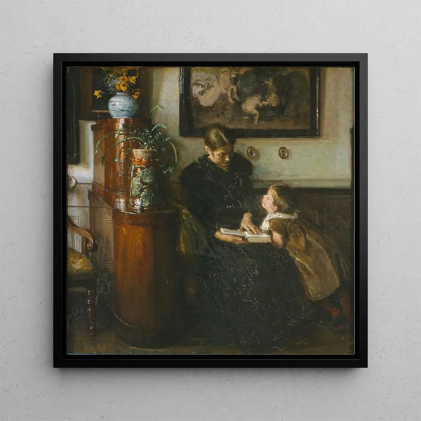 Mère doit lire l'artiste, sa femme et son enfant - Viggo Johansen