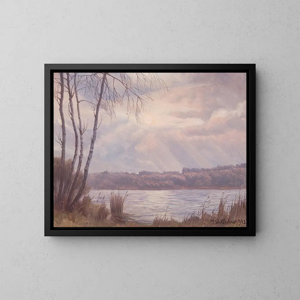 Evening at Simssee - Michael Licklederer — framed artwork on a wall