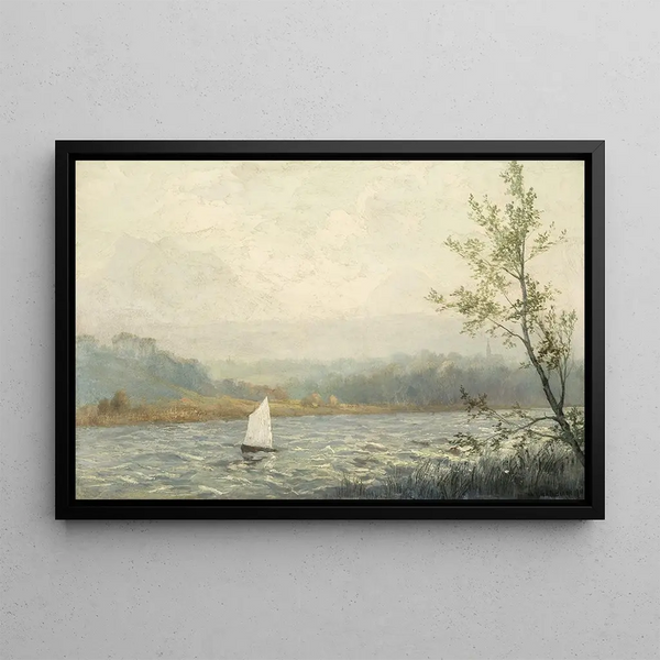 Part of a Stormy Sail at Simssee - Michael Licklederer — framed artwork on a wall