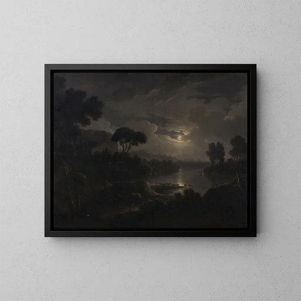Italiaanse landschapkunstdruk bij zonsondergang - Michael Wutky — ingelijst kunstwerk aan de muur