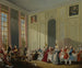 Mozart die een concert geeft in de salon van de Quatre Glaces in het paleis van de Tempel in de binnenplaats van de prins van Conti - Michel-Barthélemy Ollivier — weergave van het kunstwerk