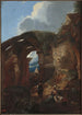 Vagabonds se reposant dans les ruines du Colisée - Michelangelo Cerquozzi — artwork view