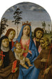 Maagd met Kind met de heiligen Clara, Johannes de Evangelist, Johannes de Doper en Franciscus - Michelangelo di Pietro Membrini — weergave van het kunstwerk