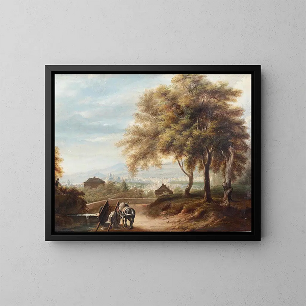 Vue van Genua vanaf de heuvel van Albaro - Michele Cesare Danielli — ingelijst kunstwerk aan de muur