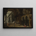 Architectural Fantasy Painting with a Prison Courtyard - Michele Marieschi — framed artwork on a wall