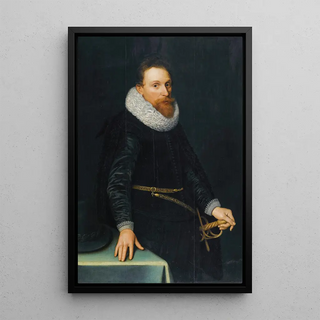 Michiel Jansz Van Mierevelt - Portrait Of A Gentleman ThreeQuarter Length Standing Wearing A Black Tunic And White Ruff.webp