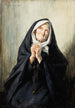 Oude vrouw biddend - Mieczysław Reyzner — weergave van het kunstwerk