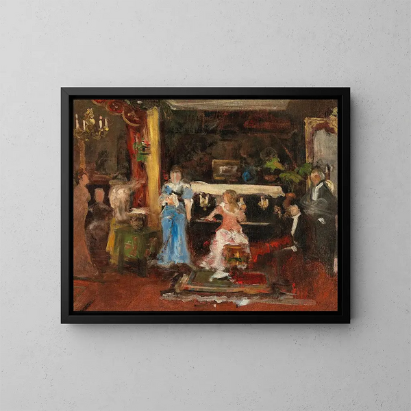 Evening concert in a private lounge - Mihály Munkácsy — framed artwork on a wall