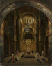 Binnenkant van de kathedraal van Sint-Sophie in Kiev - Mikhail Makarovich Sazhin — weergave van het kunstwerk