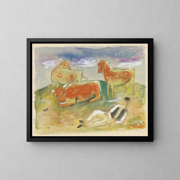 Veedrijver - Mikuláš Galanda — ingelijst kunstwerk aan de muur