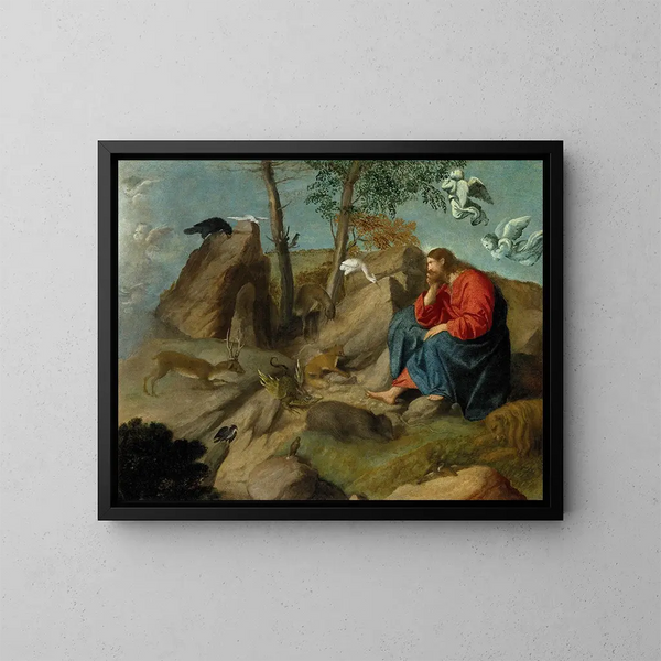Christ dans le désert - Moretto da Brescia — framed artwork on a wall