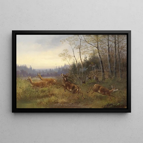 Deer Hunt - Moritz Müller — framed artwork on a wall