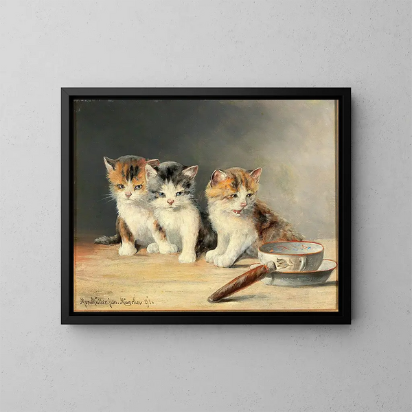 Three kittens - Moritz Müller — framed artwork on a wall