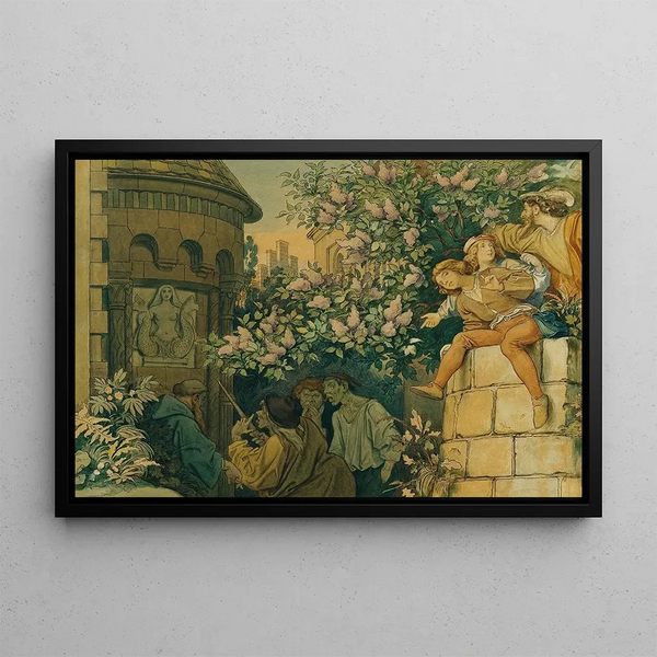 La belle Mélusine VI Les mauvaises langues - Moritz von Schwind — framed artwork on a wall
