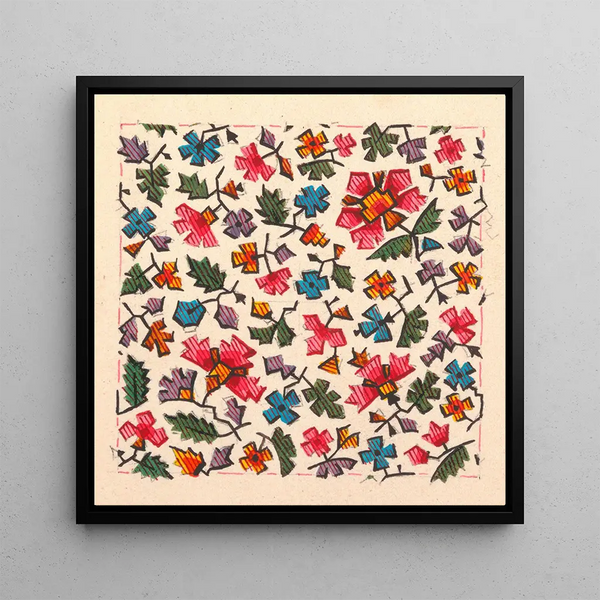 Motif floral stylisé pour textile imprimé - Anonyme