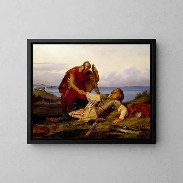Hjalmar parting from Orvar Odd after the battle on Sams - Mårten Eskil Winge — framed artwork on a wall