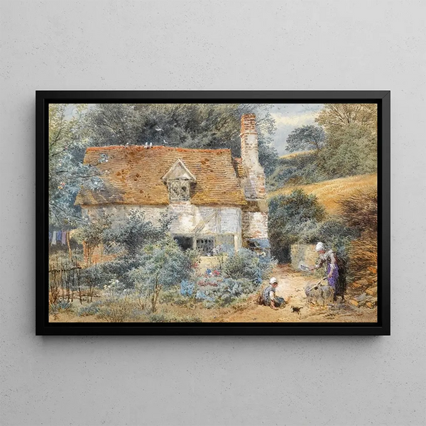 The Cottage - Myles Birket Foster — framed artwork on a wall